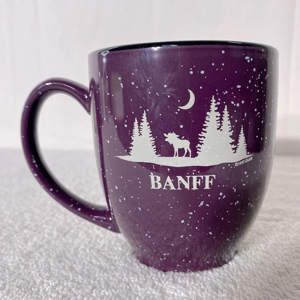 Purple Ceramic Banff Forest Moose Souvenir Mug
